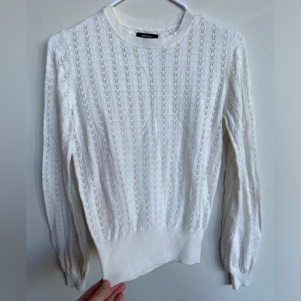 RW&CO. Warm White Pointelle Knit Sweater